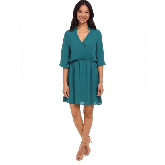 Lush Dresses & Skirts - Lush Teal V-Neck Wrap Mini Dress – Size Small